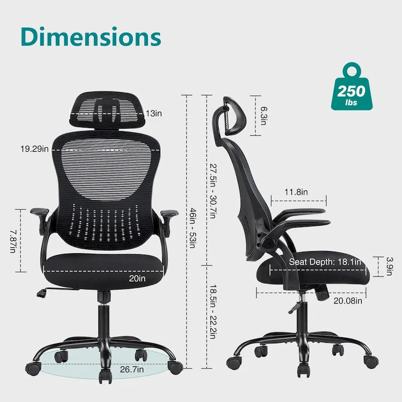 Chaise de bureau, chaise pivotante confortable à dossier haut, roulettes, appuie-tête réglable