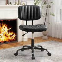 Chaise de bureau confortable rembourrée en cuir PU, chaise de bureau à domicile avec accoudoirs et pivot réglable