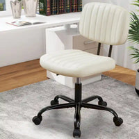 Chaise de bureau confortable rembourrée en cuir PU, chaise de bureau à domicile avec accoudoirs et pivot réglable
