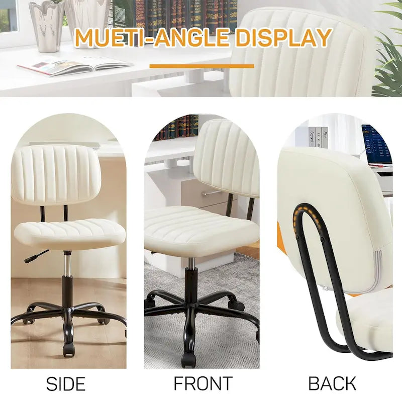 Chaise de bureau confortable rembourrée en cuir PU, chaise de bureau à domicile avec accoudoirs et pivot réglable