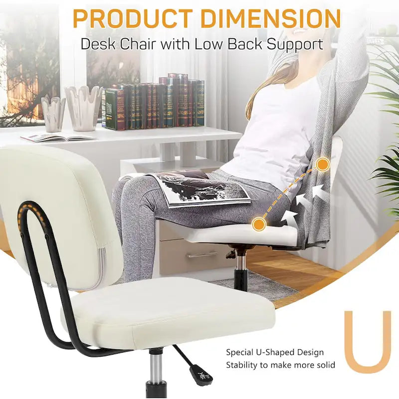 Chaise de bureau confortable rembourrée en cuir PU, chaise de bureau à domicile avec accoudoirs et pivot réglable
