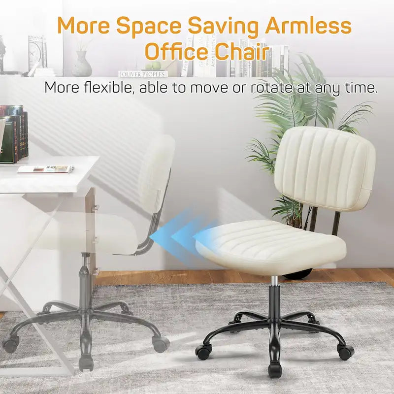 Chaise de bureau confortable rembourrée en cuir PU, chaise de bureau à domicile avec accoudoirs et pivot réglable