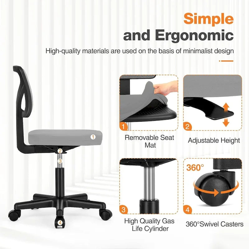 Chaise de bureau confortable rembourrée en cuir PU, chaise de bureau à domicile avec accoudoirs et pivot réglable