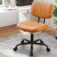 Chaise de bureau confortable rembourrée en cuir PU, chaise de bureau à domicile avec accoudoirs et pivot réglable