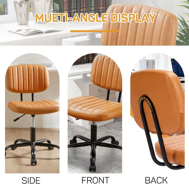 Chaise de bureau confortable rembourrée en cuir PU, chaise de bureau à domicile avec accoudoirs et pivot réglable