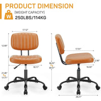 Chaise de bureau confortable rembourrée en cuir PU, chaise de bureau à domicile avec accoudoirs et pivot réglable