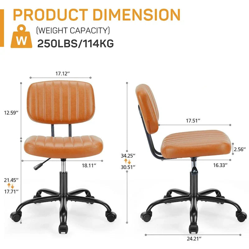 Chaise de bureau confortable rembourrée en cuir PU, chaise de bureau à domicile avec accoudoirs et pivot réglable