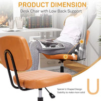 Chaise de bureau confortable rembourrée en cuir PU, chaise de bureau à domicile avec accoudoirs et pivot réglable