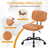 Chaise de bureau confortable rembourrée en cuir PU, chaise de bureau à domicile avec accoudoirs et pivot réglable