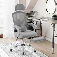 Chaise de bureau à domicile avec repose-pieds, chaises inclinables à dossier haut en maille avec appuie-tête pour la maison, le bureau, le gaming, les étudiants