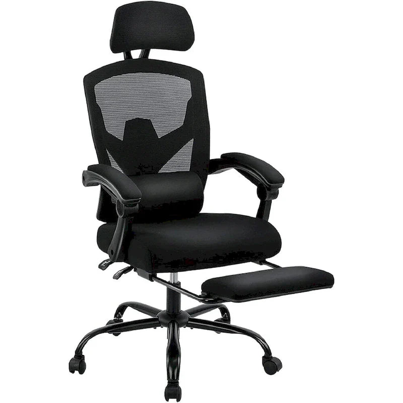 Chaise de bureau à domicile avec repose-pieds, chaises inclinables à dossier haut en maille avec appuie-tête pour la maison, le bureau, le gaming, les étudiants