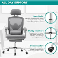 Chaise de bureau à domicile avec repose-pieds, chaises inclinables à dossier haut en maille avec appuie-tête pour la maison, le bureau, le gaming, les étudiants