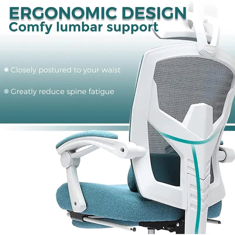 Chaise de bureau à domicile avec repose-pieds, chaises inclinables à dossier haut en maille avec appuie-tête pour la maison, le bureau, le gaming, les étudiants