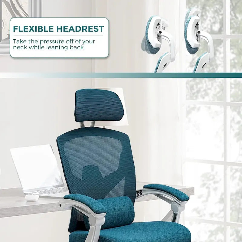 Chaise de bureau à domicile avec repose-pieds, chaises inclinables à dossier haut en maille avec appuie-tête pour la maison, le bureau, le gaming, les étudiants
