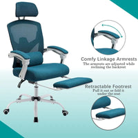 Chaise de bureau à domicile avec repose-pieds, chaises inclinables à dossier haut en maille avec appuie-tête pour la maison, le bureau, le gaming, les étudiants