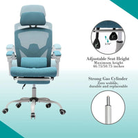 Chaise de bureau à domicile avec repose-pieds, chaises inclinables à dossier haut en maille avec appuie-tête pour la maison, le bureau, le gaming, les étudiants