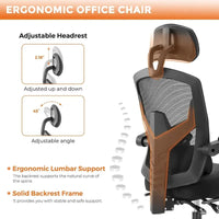 Chaise de bureau à domicile avec repose-pieds, chaises inclinables à dossier haut en maille avec appuie-tête pour la maison, le bureau, le gaming, les étudiants