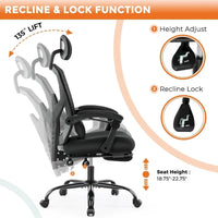 Chaise de bureau à domicile avec repose-pieds, chaises inclinables à dossier haut en maille avec appuie-tête pour la maison, le bureau, le gaming, les étudiants