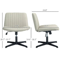 Chaise de bureau large HOMCOM, chaise de bureau sans accoudoirs, chaise de coiffeuse en tissu pour ordinateur avec hauteur réglable