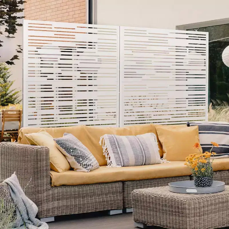PexFix 72 po x 47 po Brise-vue extérieur en métal Motif brillant Noir