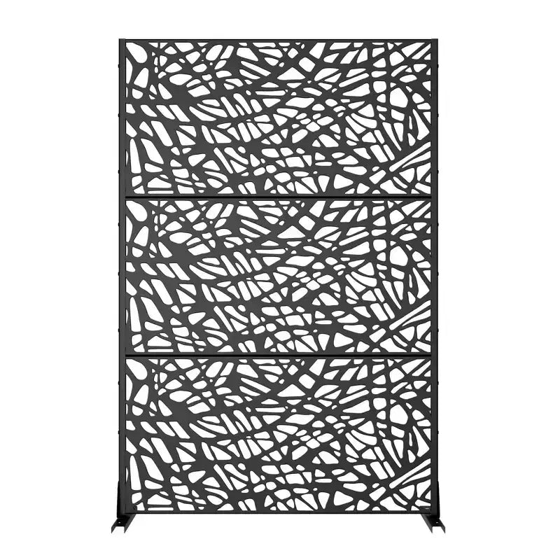 PexFix 72 po x 47 po Écran d'intimité extérieur en métal pour jardin, motif toile d'araignée, noir