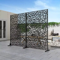 PexFix 72 po x 47 po Écran d'intimité extérieur en métal pour jardin, motif toile d'araignée, noir