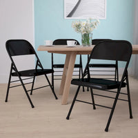 Lot de 4 chaises pliantes en métal à triple renfort et double charnière
