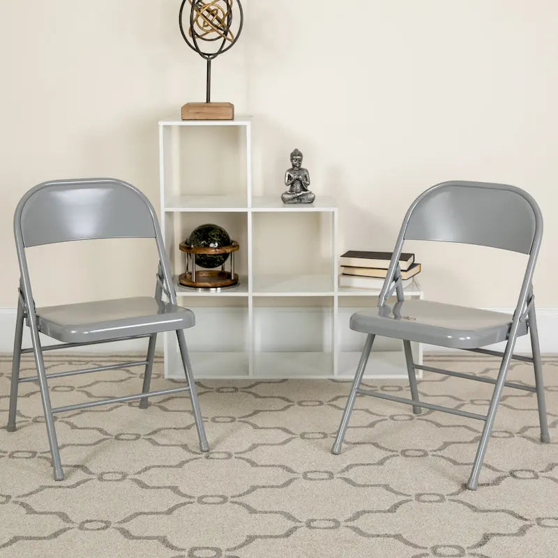Lot de 4 chaises pliantes en métal à triple renfort et double charnière