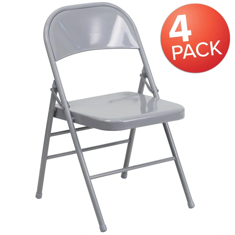 Lot de 4 chaises pliantes en métal à triple renfort et double charnière