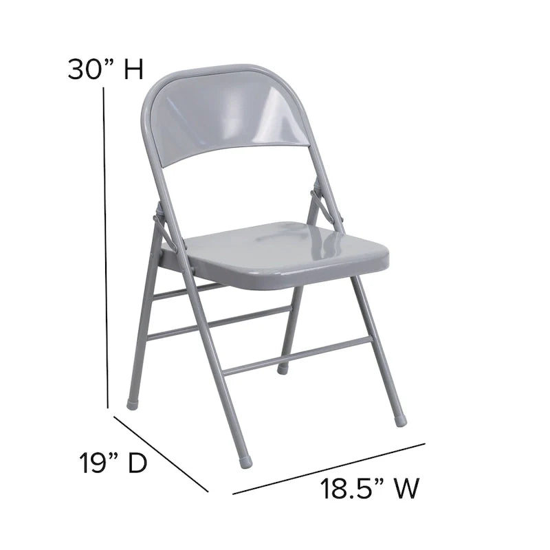 Lot de 4 chaises pliantes en métal à triple renfort et double charnière