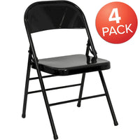 Lot de 4 chaises pliantes en métal à triple renfort et double charnière