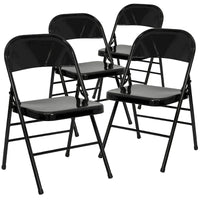 Lot de 4 chaises pliantes en métal à triple renfort et double charnière