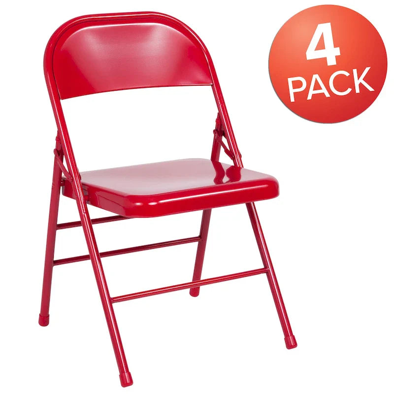 Lot de 4 chaises pliantes en métal à triple renfort et double charnière