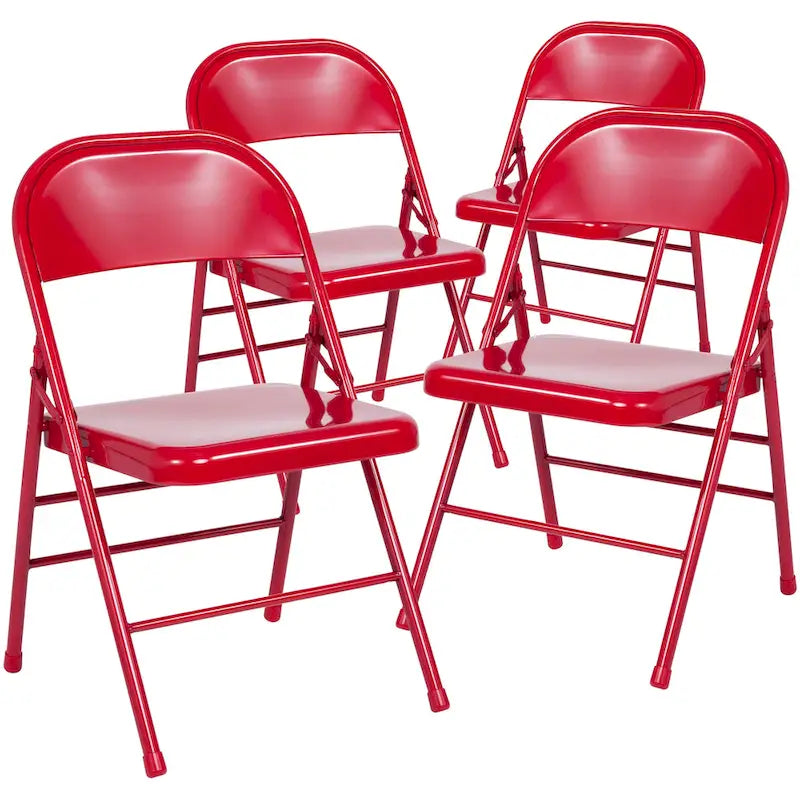 Lot de 4 chaises pliantes en métal à triple renfort et double charnière