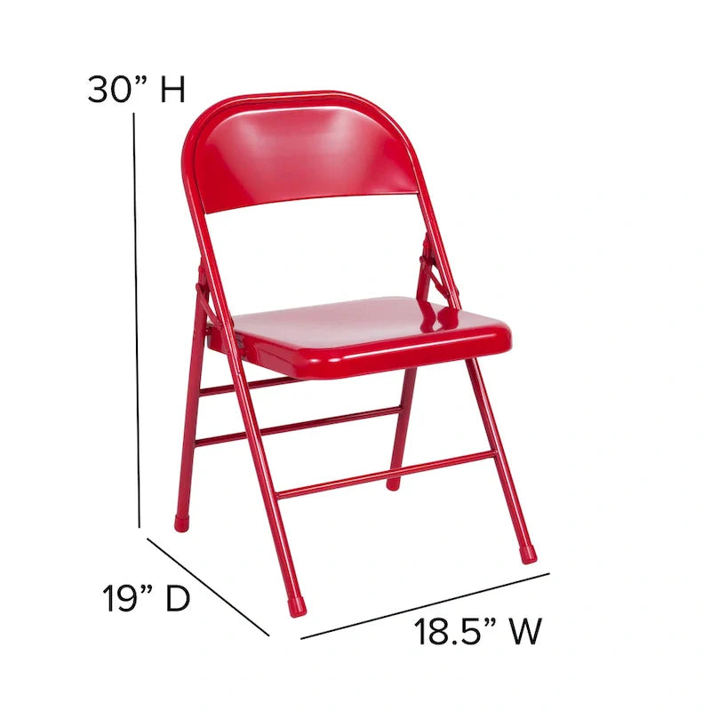 Lot de 4 chaises pliantes en métal à triple renfort et double charnière