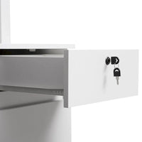 Bureau informatique avec étagère, bureau en bois pour ados, bureau d'ordinateur portable pour le bureau à domicile avec tiroirs, 3 prises secteur et 2 ports de charge USB