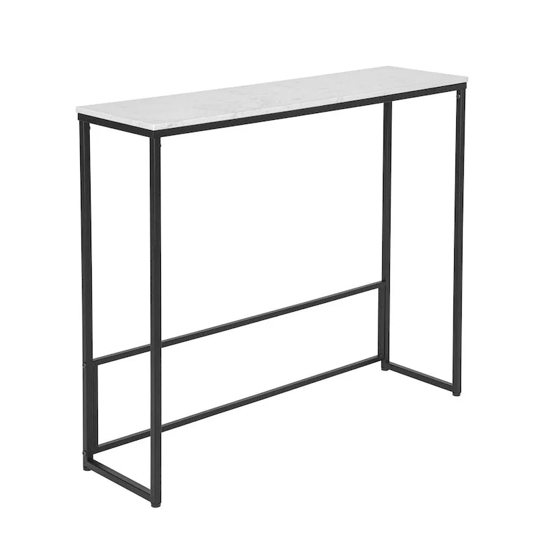 Maypex Console étroite en quartz blanc avec base noire