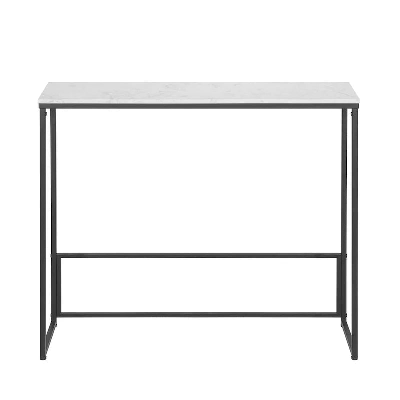 Maypex Console étroite en quartz blanc avec base noire