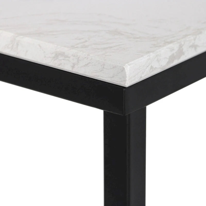 Maypex Console étroite en quartz blanc avec base noire