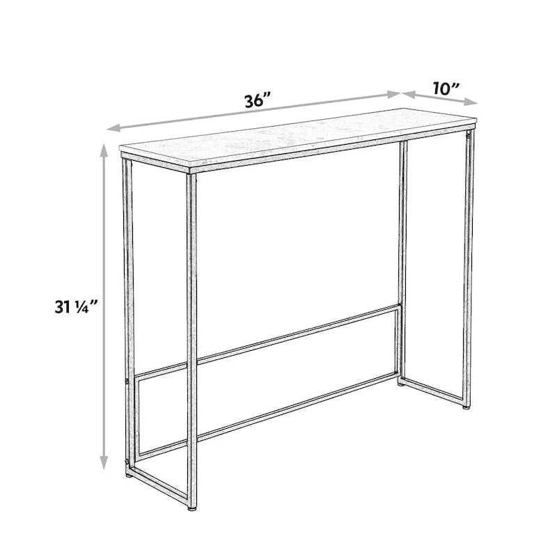 Maypex Console étroite en quartz blanc avec base noire