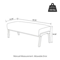 Banc moderne en similicuir Glitzhome de 42,25 po de largeur avec pieds en bois d'hévéa couleur noyer