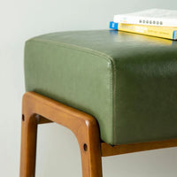 Banc moderne en similicuir Glitzhome de 42,25 po de largeur avec pieds en bois d'hévéa couleur noyer