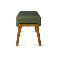 Banc moderne en similicuir Glitzhome de 42,25 po de largeur avec pieds en bois d'hévéa couleur noyer