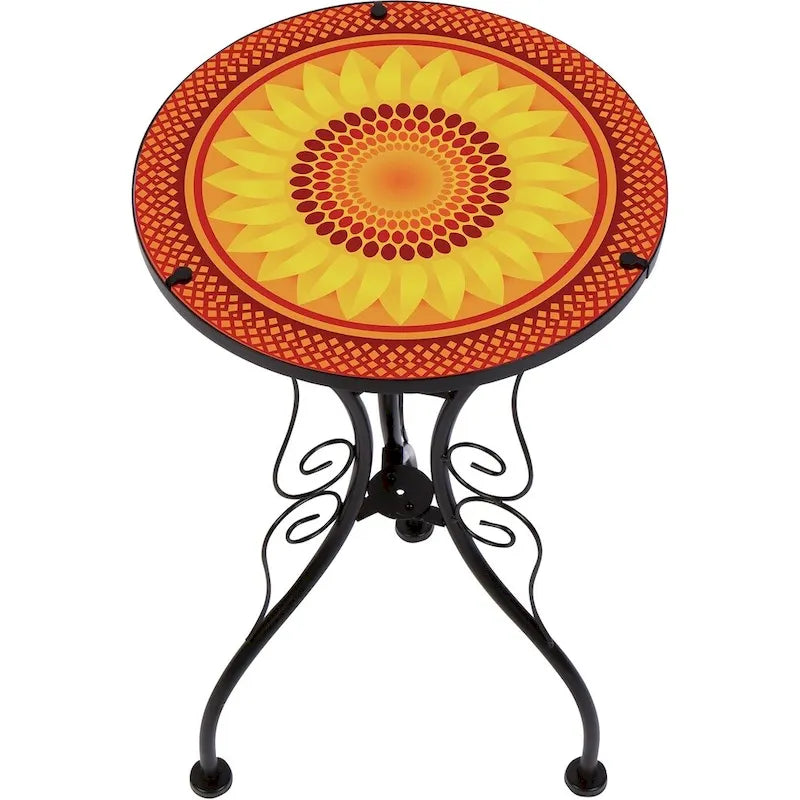 Table d'appoint en verre et métal motif tournesol par Trademark Innovations