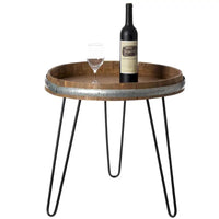 Table d'appoint ou de chevet en tonneau de vin en bois