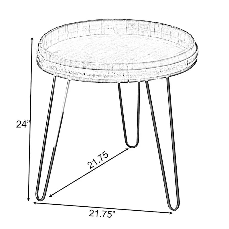 Table d'appoint ou de chevet en tonneau de vin en bois