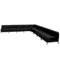 Configuration Sectionnelle Modulable 9 Pièces en LeatherSoft - Pieds en Acier Inoxydable - 140.5L x 28.75 - 140.5P x 27.5H pouces