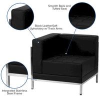 Configuration Sectionnelle Modulable 9 Pièces en LeatherSoft - Pieds en Acier Inoxydable - 140.5L x 28.75 - 140.5P x 27.5H pouces