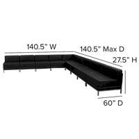 Configuration Sectionnelle Modulable 9 Pièces en LeatherSoft - Pieds en Acier Inoxydable - 140.5L x 28.75 - 140.5P x 27.5H pouces