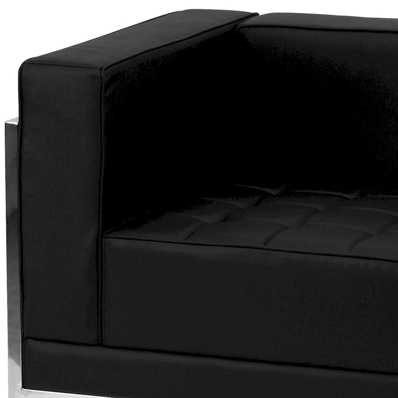 Configuration Sectionnelle Modulable 9 Pièces en LeatherSoft - Pieds en Acier Inoxydable - 140.5L x 28.75 - 140.5P x 27.5H pouces